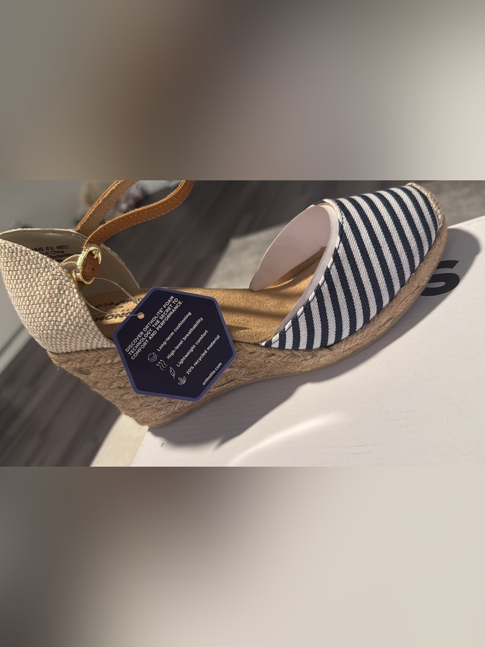 Women’s Striped Espadrille Wedge Sandal - Navy/White